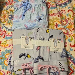 Disney Stitch Adult Pajama Bottoms - Blue and Pink